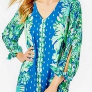 Lilly Pulitzer Blue and Green Floral Dress